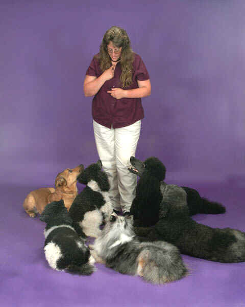 Cheryl standing & dogs.jpg (43404 bytes)